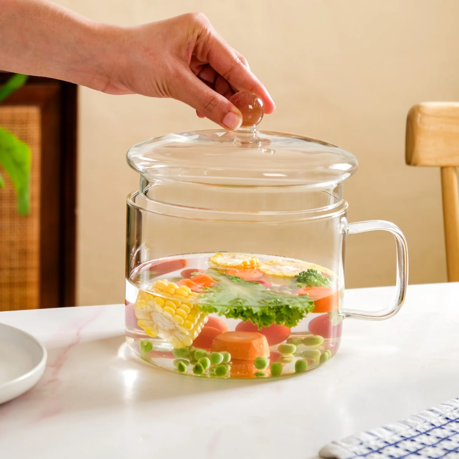 Borosilicate Multipurpose Glass Cooking Pot 2100ml - Image 2