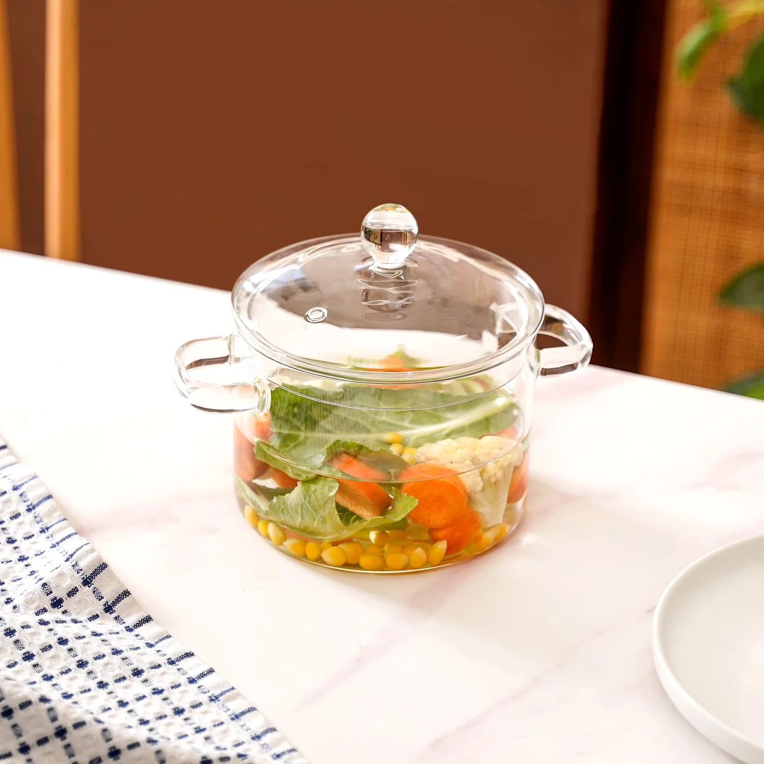 Borosilicate Stovetop Glass Cooking Pot With Lid 1300ml - Image 6