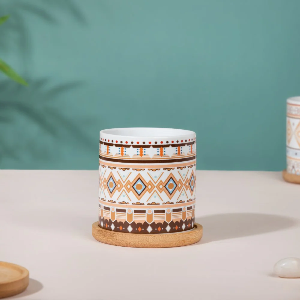 Botanic Expressions Ceramic Planter With Coaster Set Of 2 - Image 14