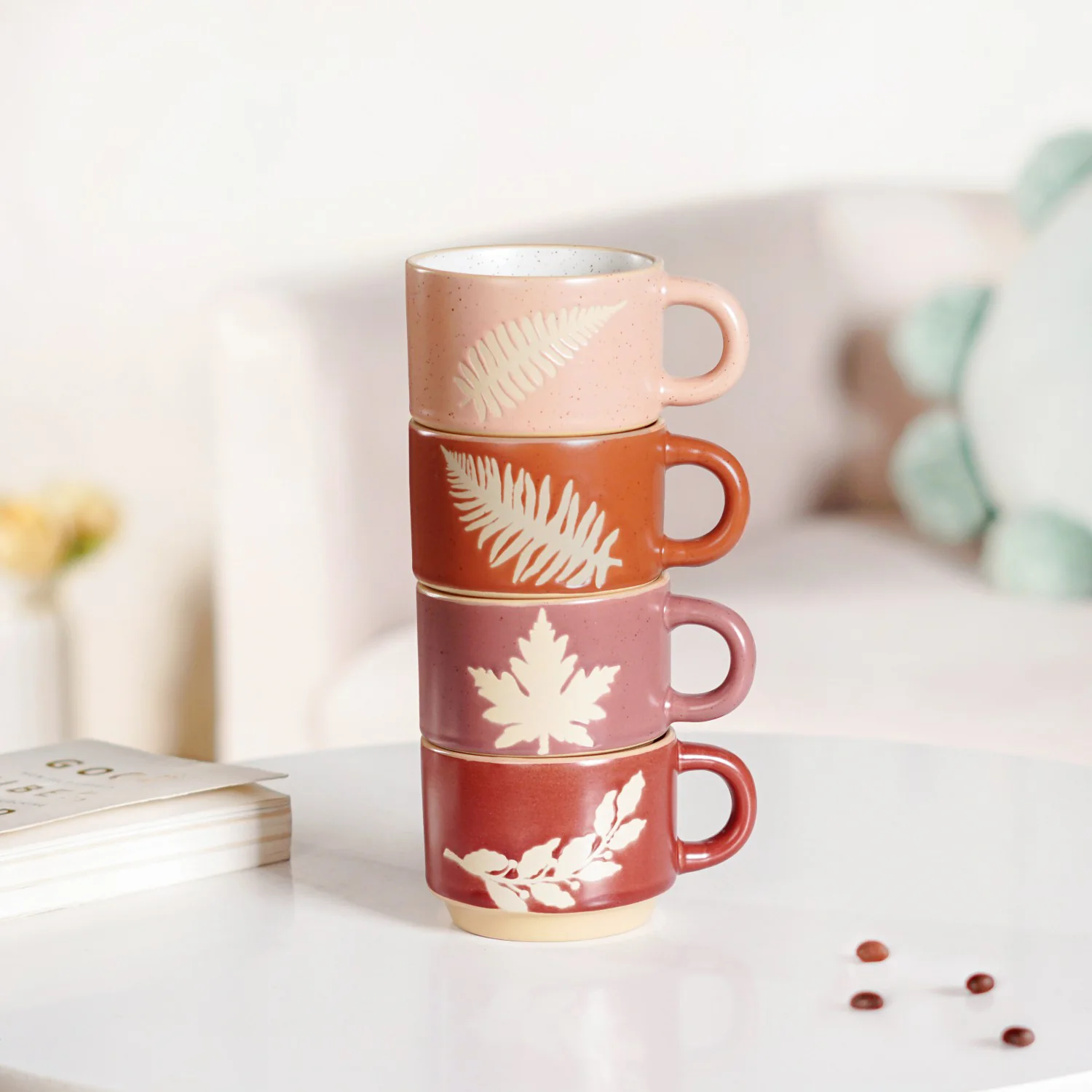 Botanical Stackable Cup Set Of 4 Autumn Edition 145ml - Image 2
