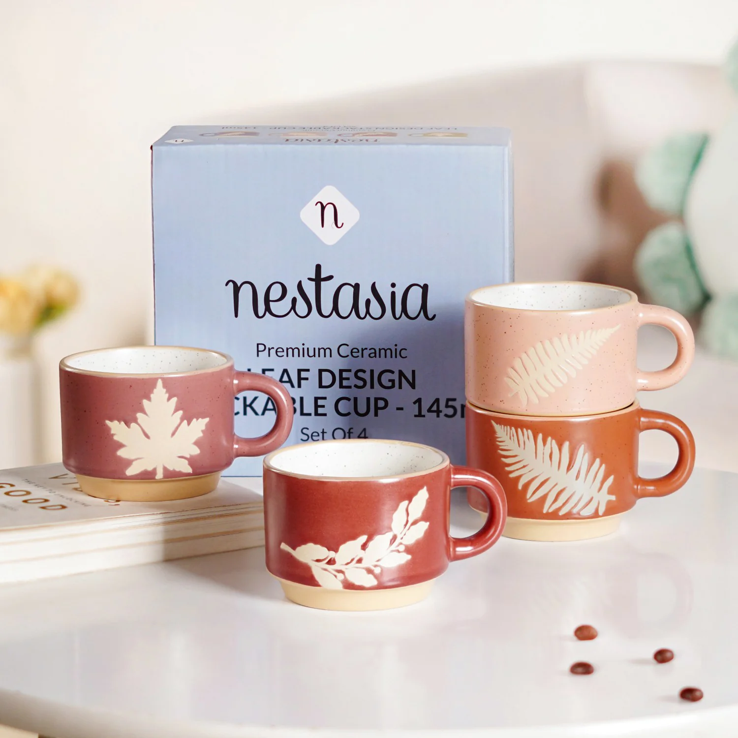 Botanical Stackable Cup Set Of 4 Autumn Edition 145ml - Image 3