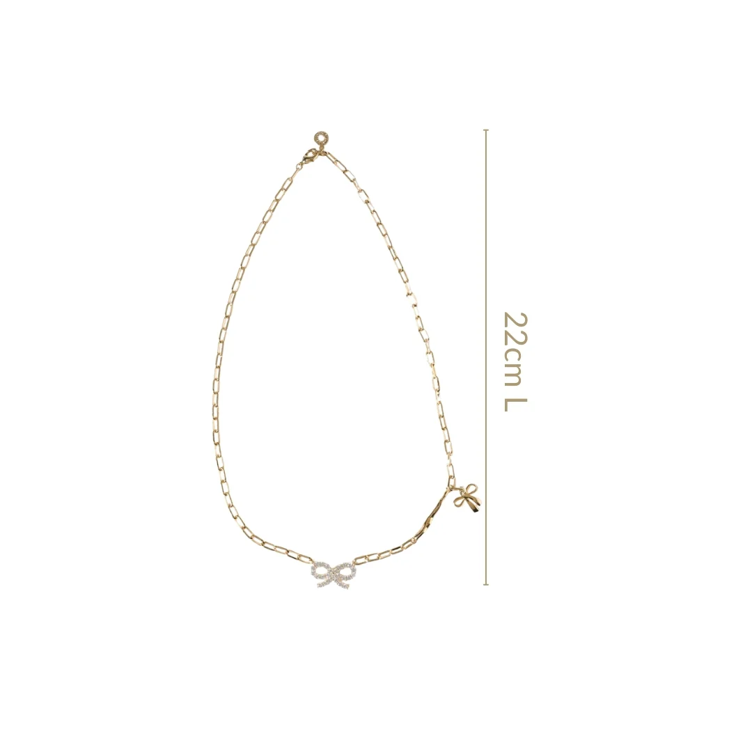 Bow Charm Gold Chain Necklace - Image 3