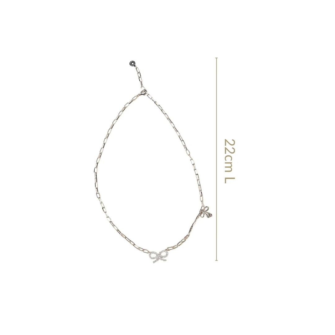 Bow Charm Silver Chain Necklace - Image 3