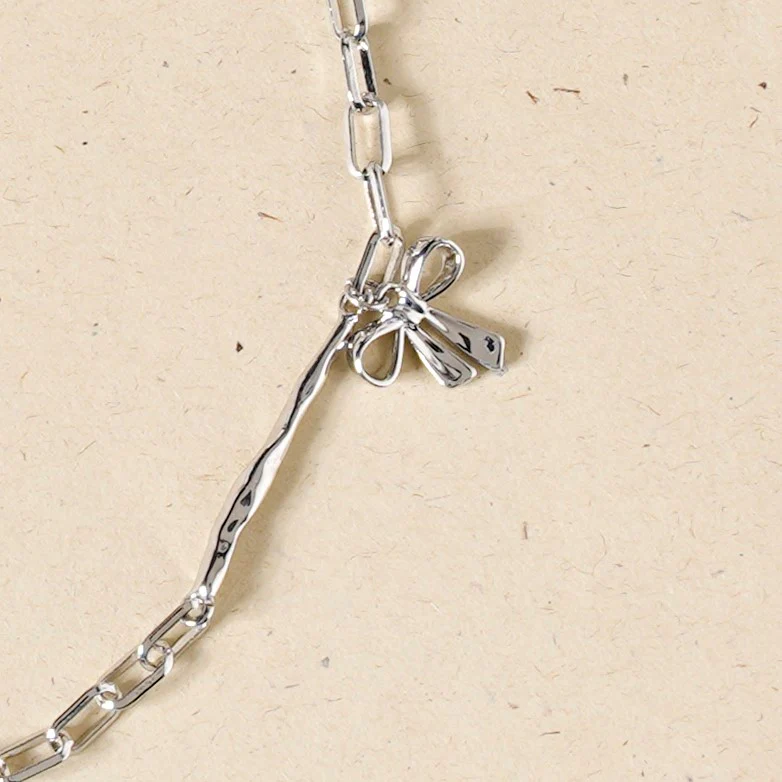 Bow Charm Silver Chain Necklace - Image 7