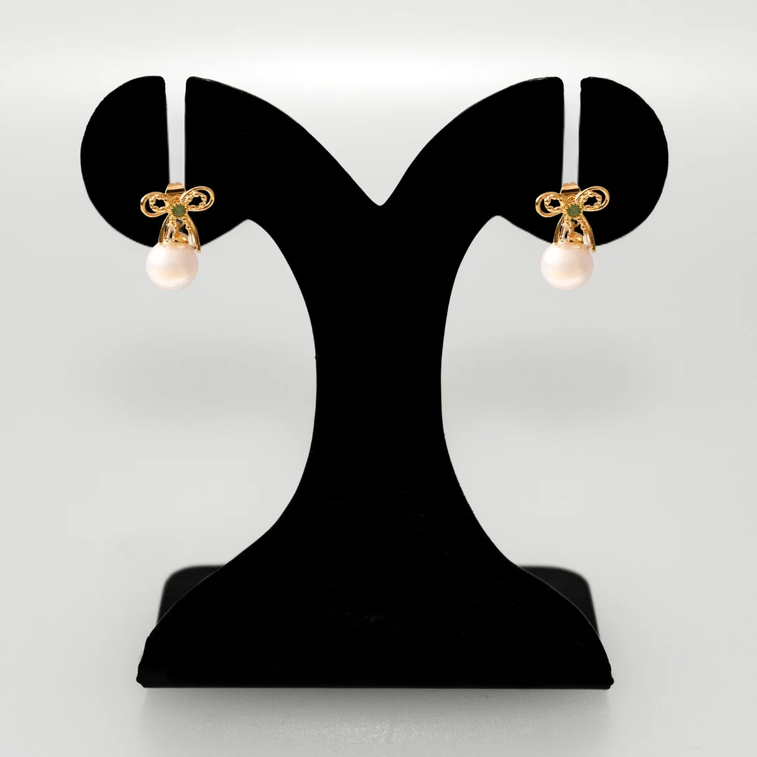 Bowed Pearl Front Back Drop Earrings - Image 6