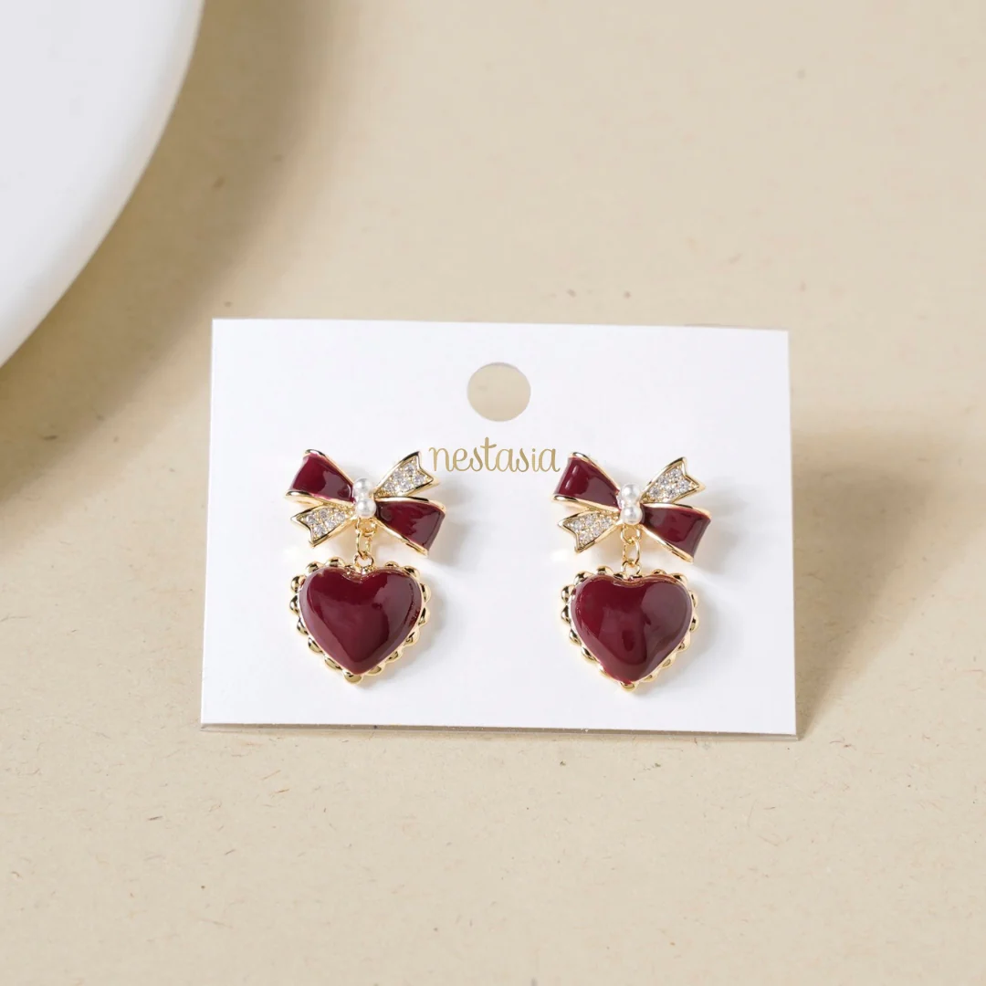 Bows And Hearts Drop Earrings