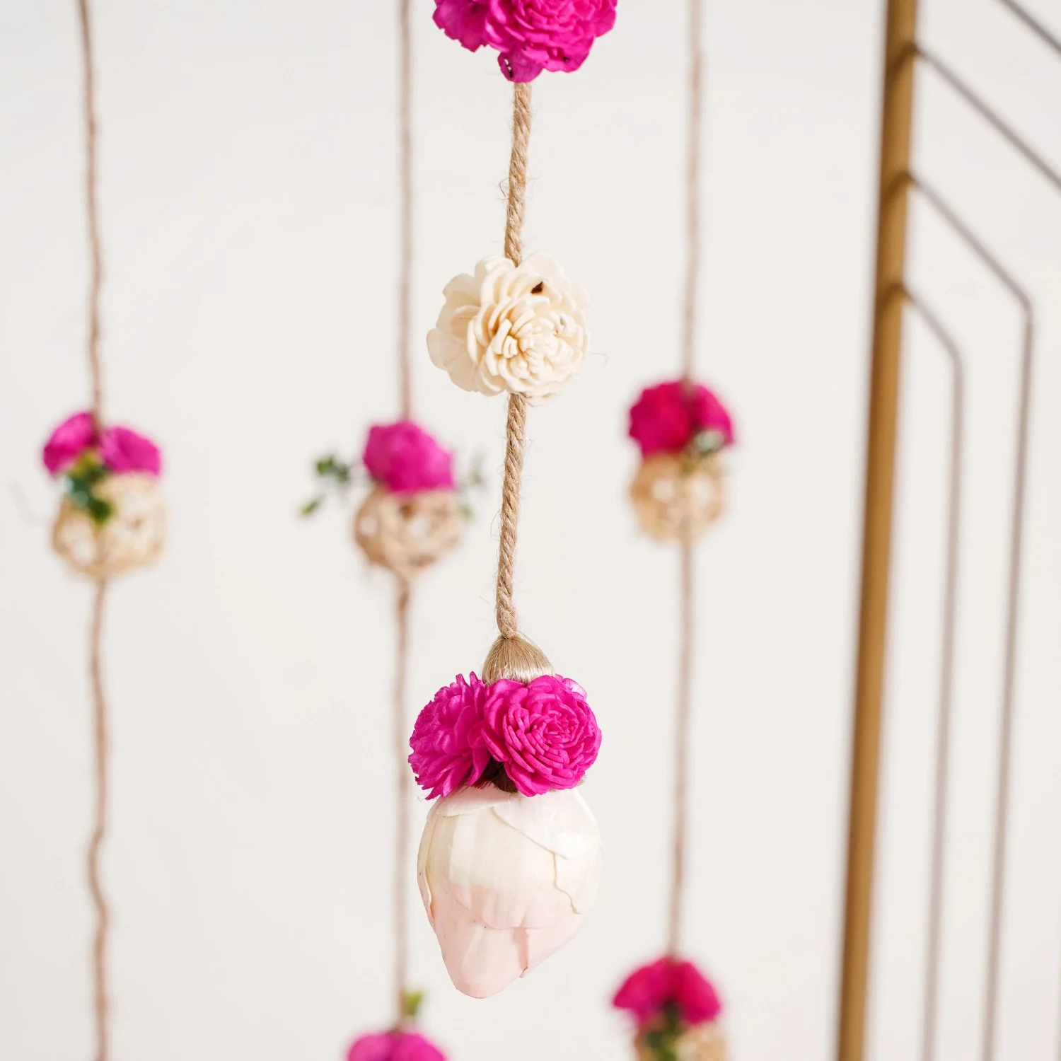 Box Frame Metal Backdrop With Floral Wall Hangings 38 Inch - Image 10
