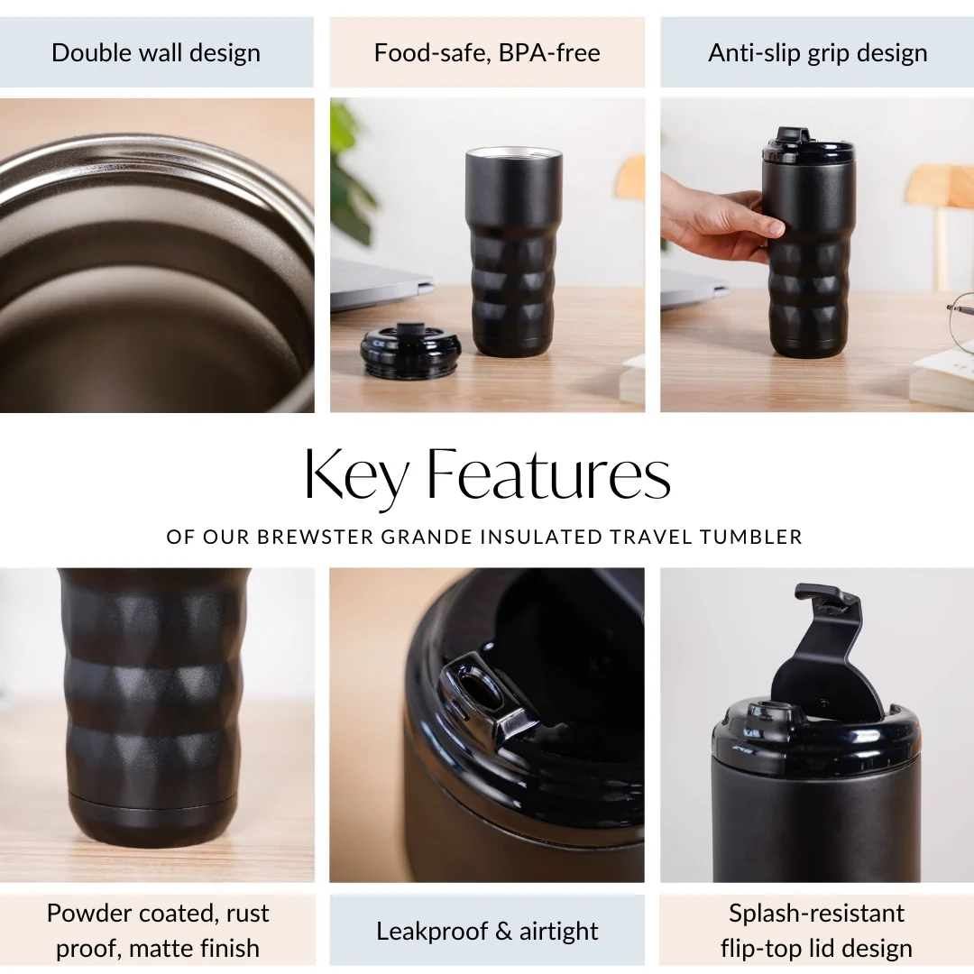 Brewster Grande Insulated Travel Tumbler Black Noir 590ml - Image 7