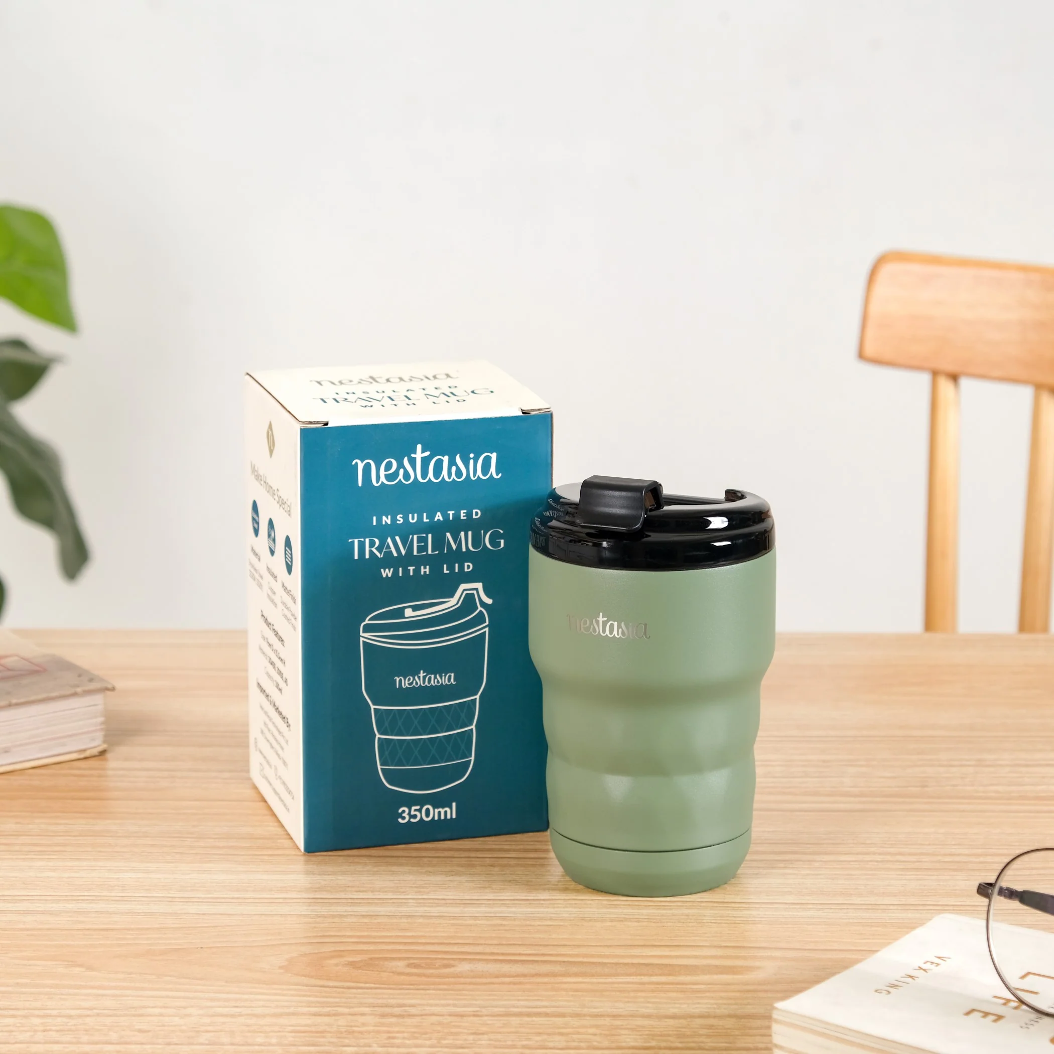 Brewster Insulated Travel Coffee Tumbler Seaweed Green 350ml - Image 4