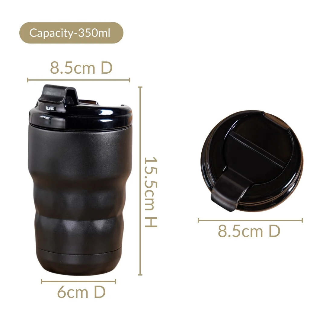 Brewster Stainless Steel Spill Proof Coffee Tumbler Black Noir 350ml - Image 5