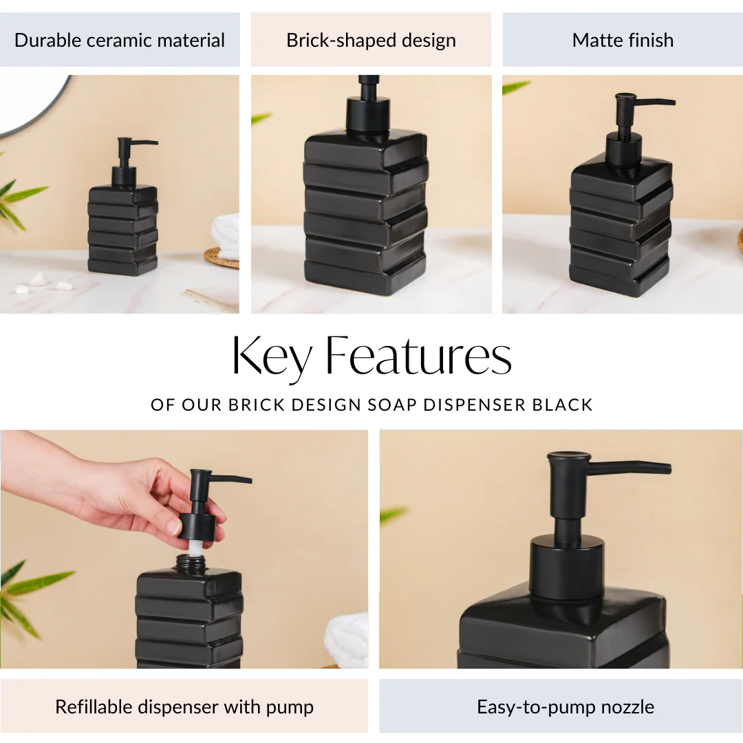 Brick Design Soap Dispenser Black 450ml - Image 5
