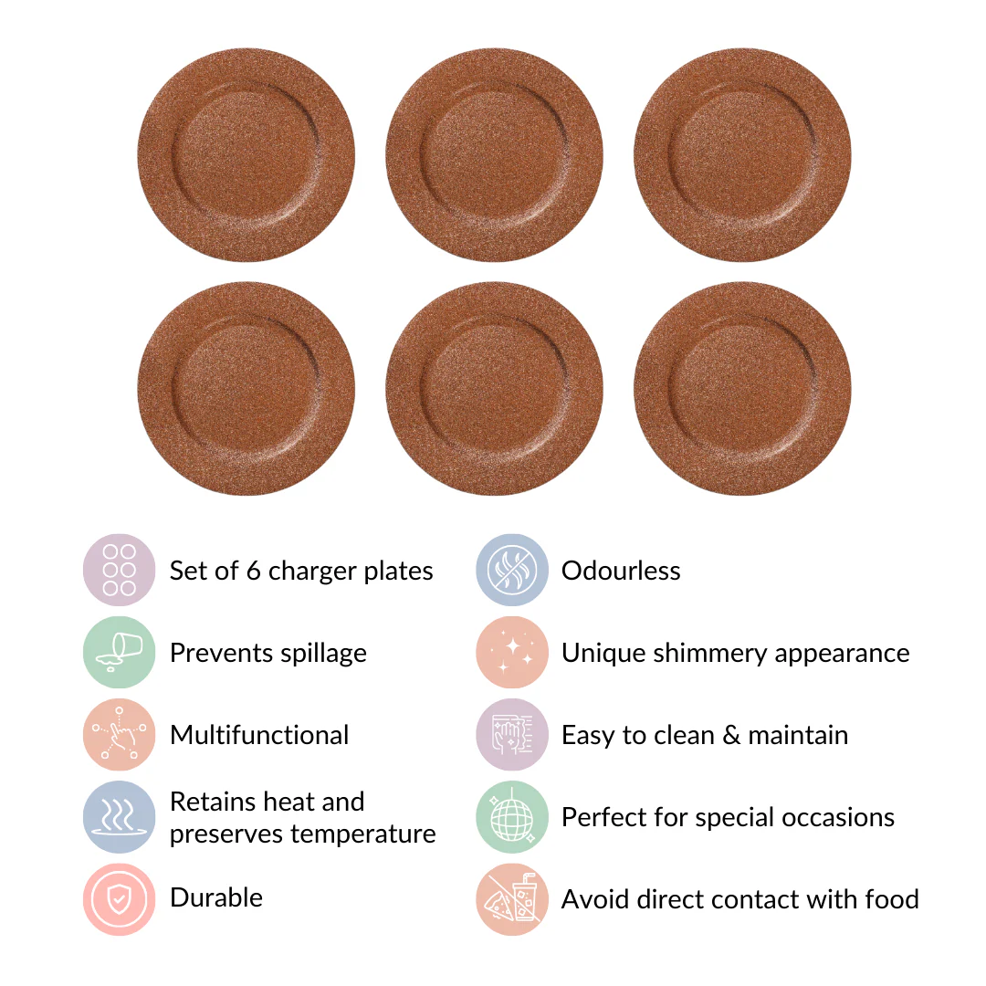 Bronze Shimmer Charger Plate Set Of 6 13 Inch - Image 5