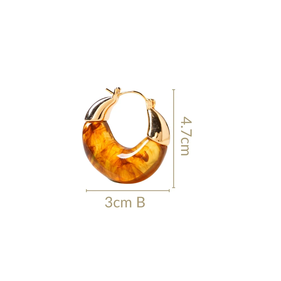 Brown And Gold Huggie Hoop Earrings - Image 3