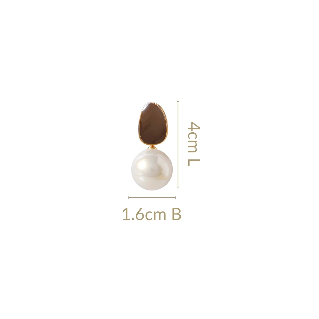 Brown And White Pearl Earrings - Image 3