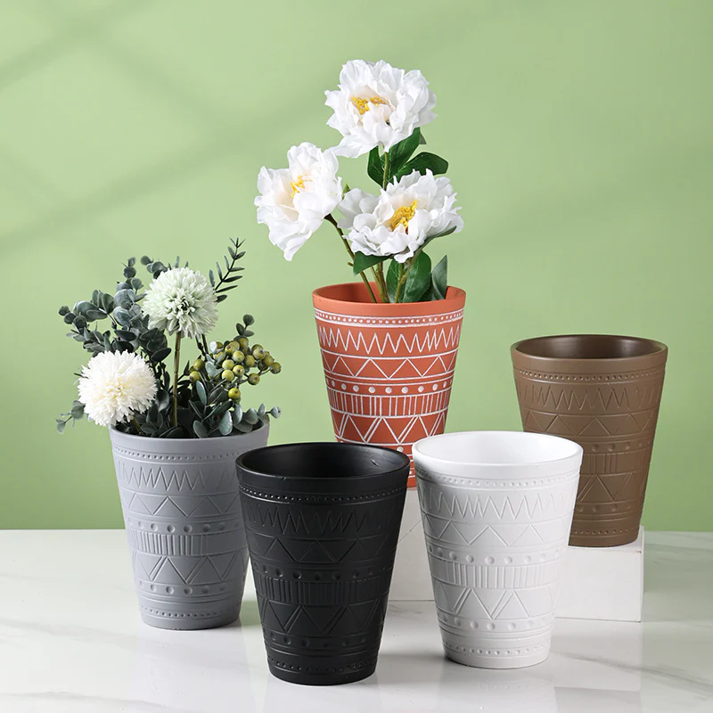 Brown And White Textured Plant Pot - Image 10
