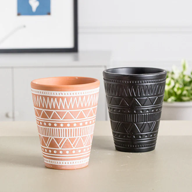 Brown And White Textured Plant Pot - Image 6