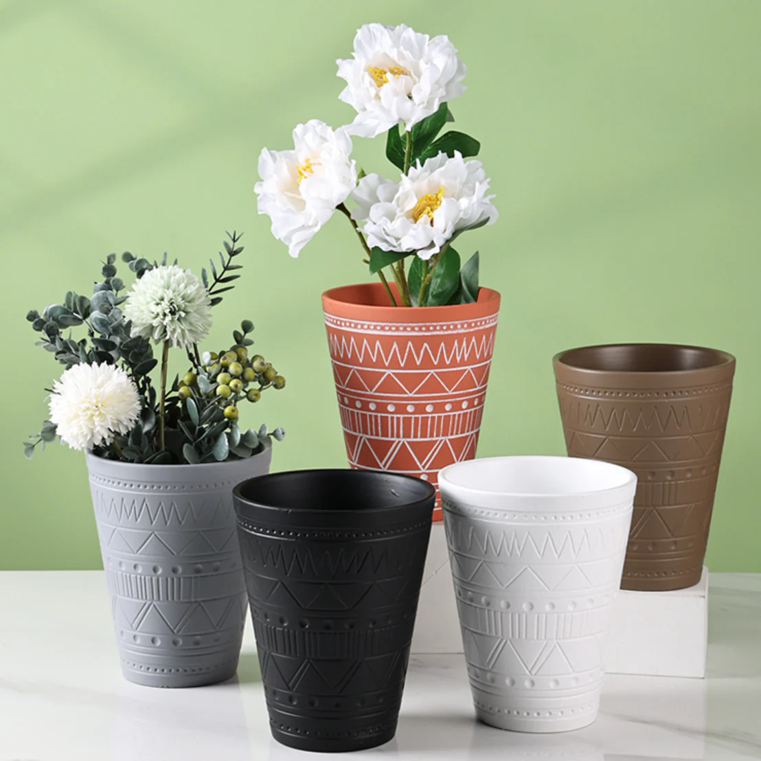 Brown And White Textured Plant Pot - Image 7