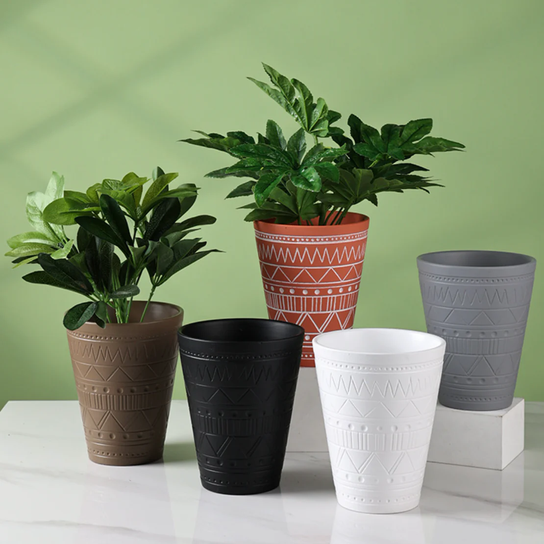 Brown And White Textured Plant Pot - Image 8
