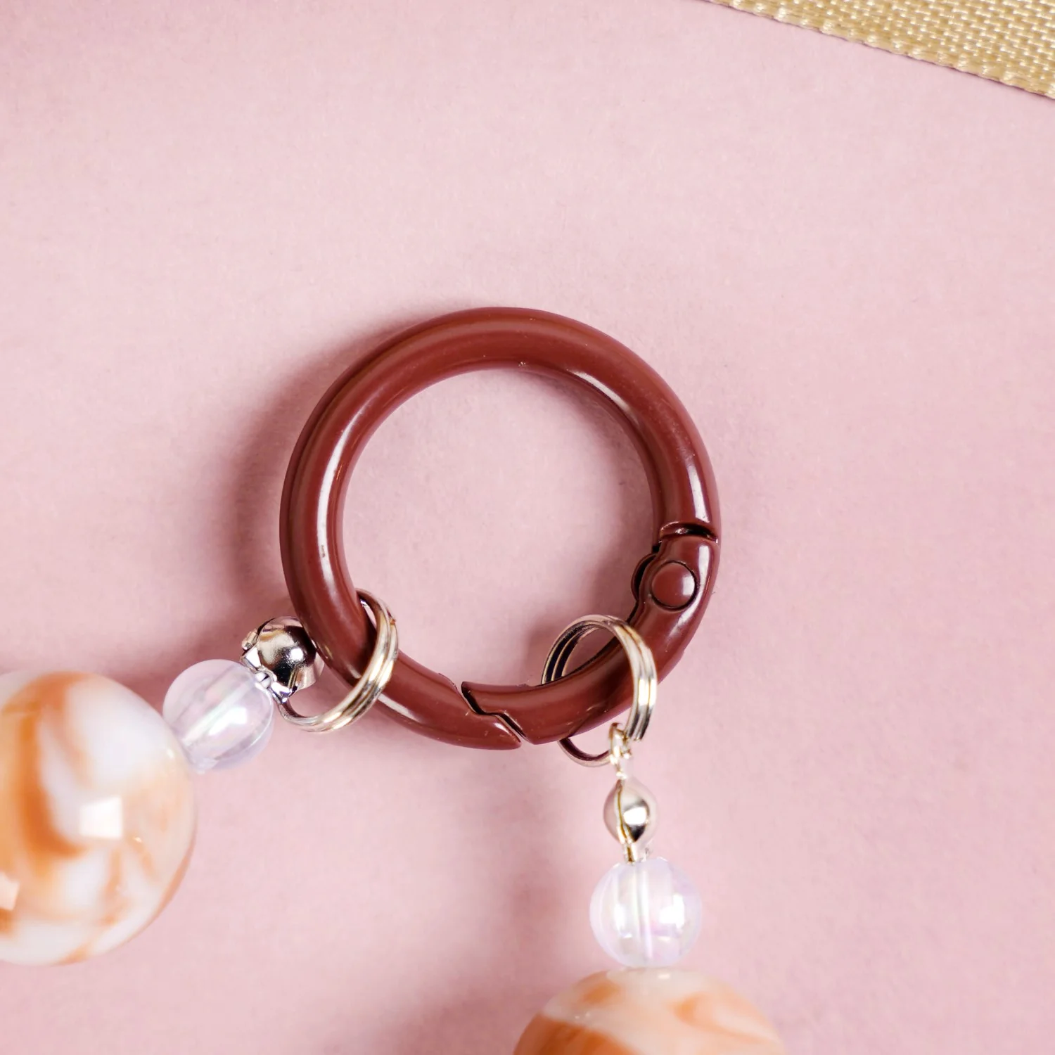 Brown Marble Pattern Love Loop Keychain - Image 5
