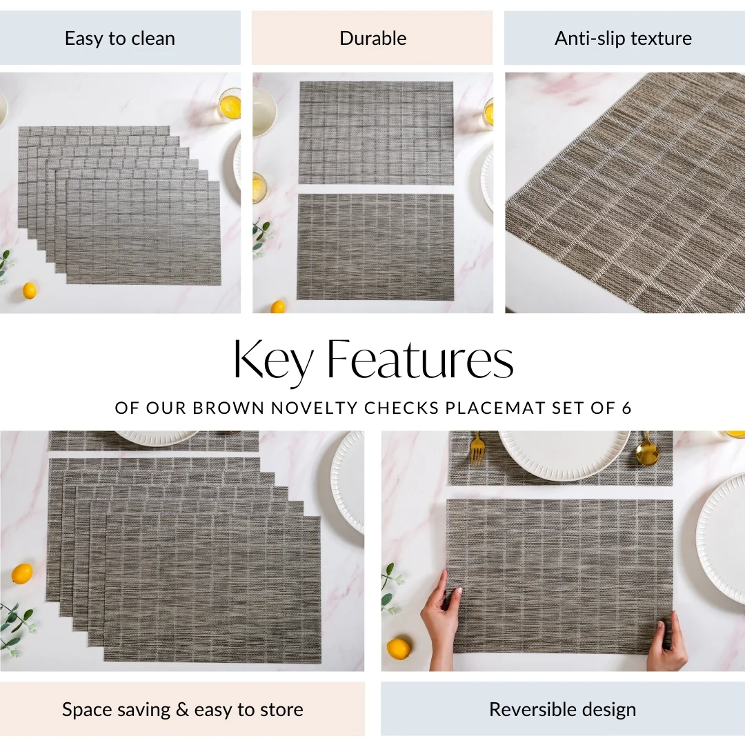 Brown Novelty Checks Placemat Set Of 6 - Image 5