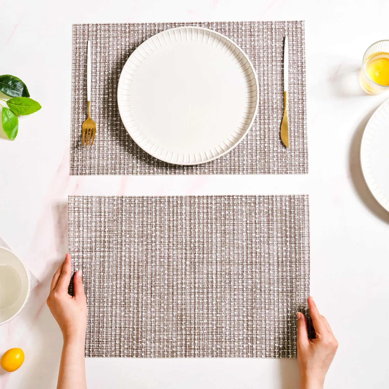 Brown Sheen Mat Set Of 6 - Image 3