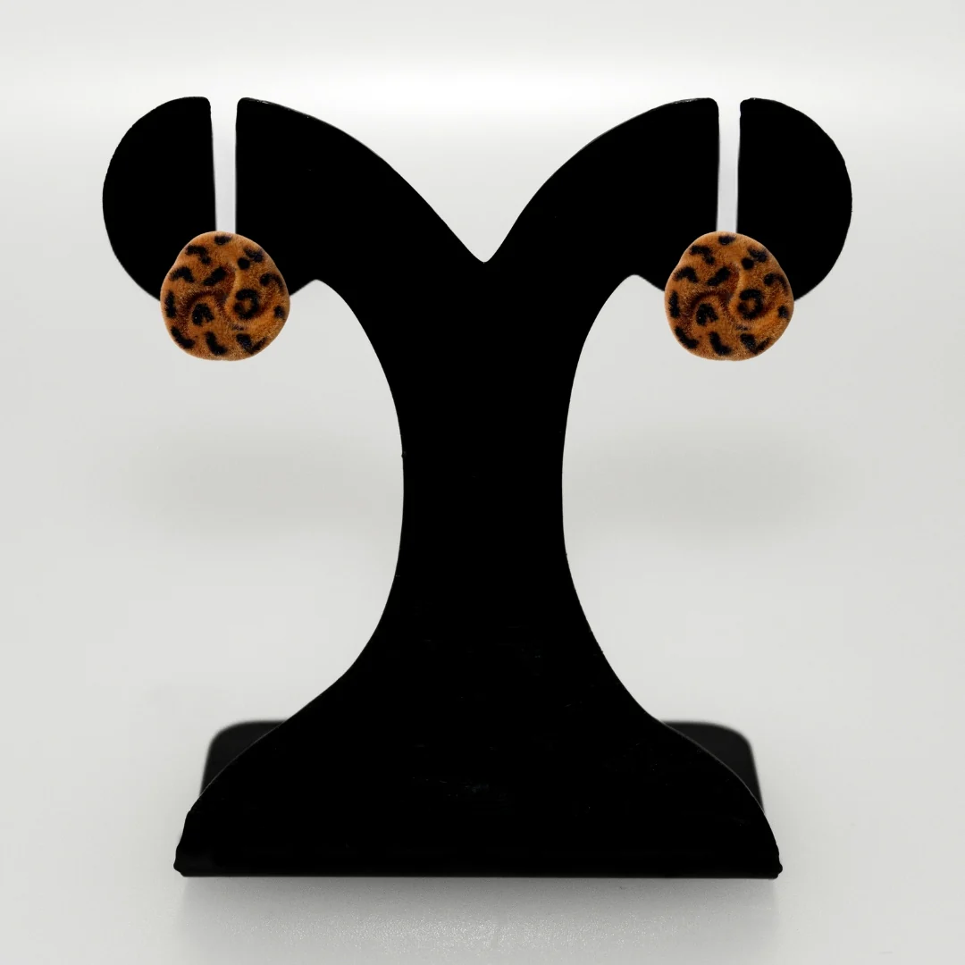 Brown Velvet Swirl Stud Earrings - Image 6