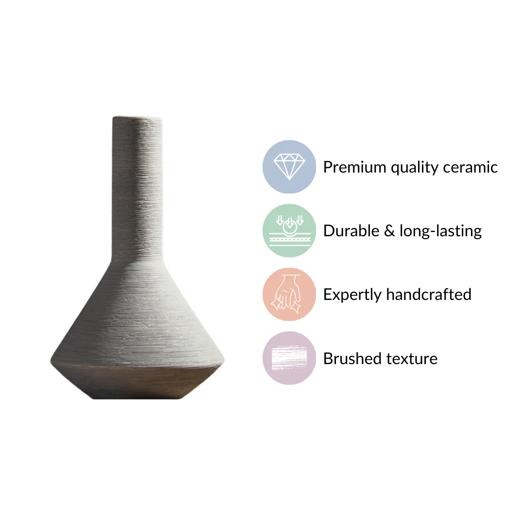 Brushed Texture Scandinavian Vase Grey - Image 4