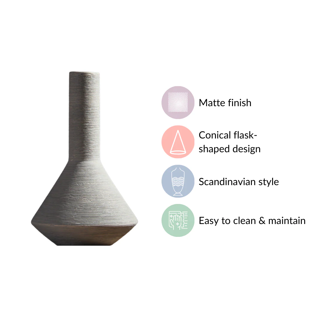 Brushed Texture Scandinavian Vase Grey - Image 5