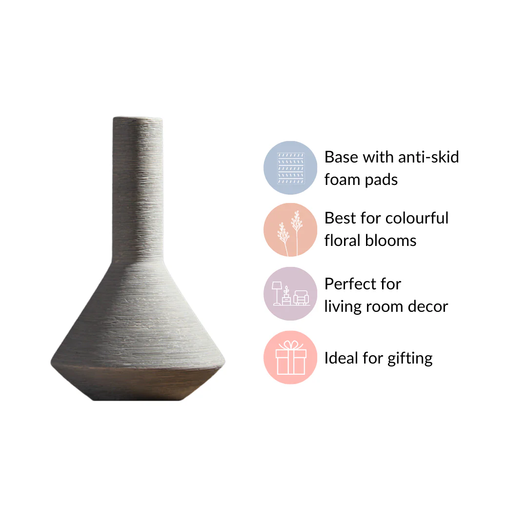 Brushed Texture Scandinavian Vase Grey - Image 6
