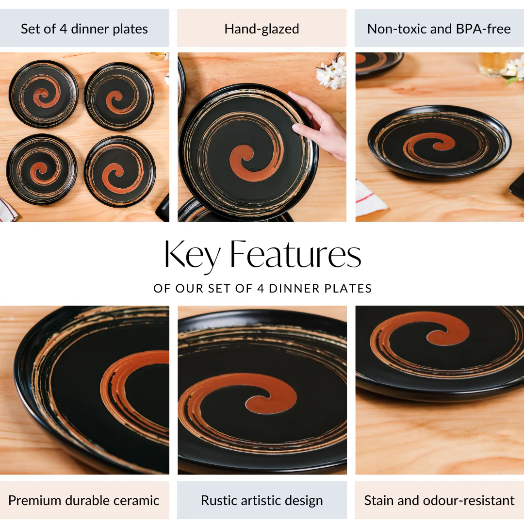 Brushstroke Round Exotic Dinner Plate Set Of 4 10 Inch - Image 4
