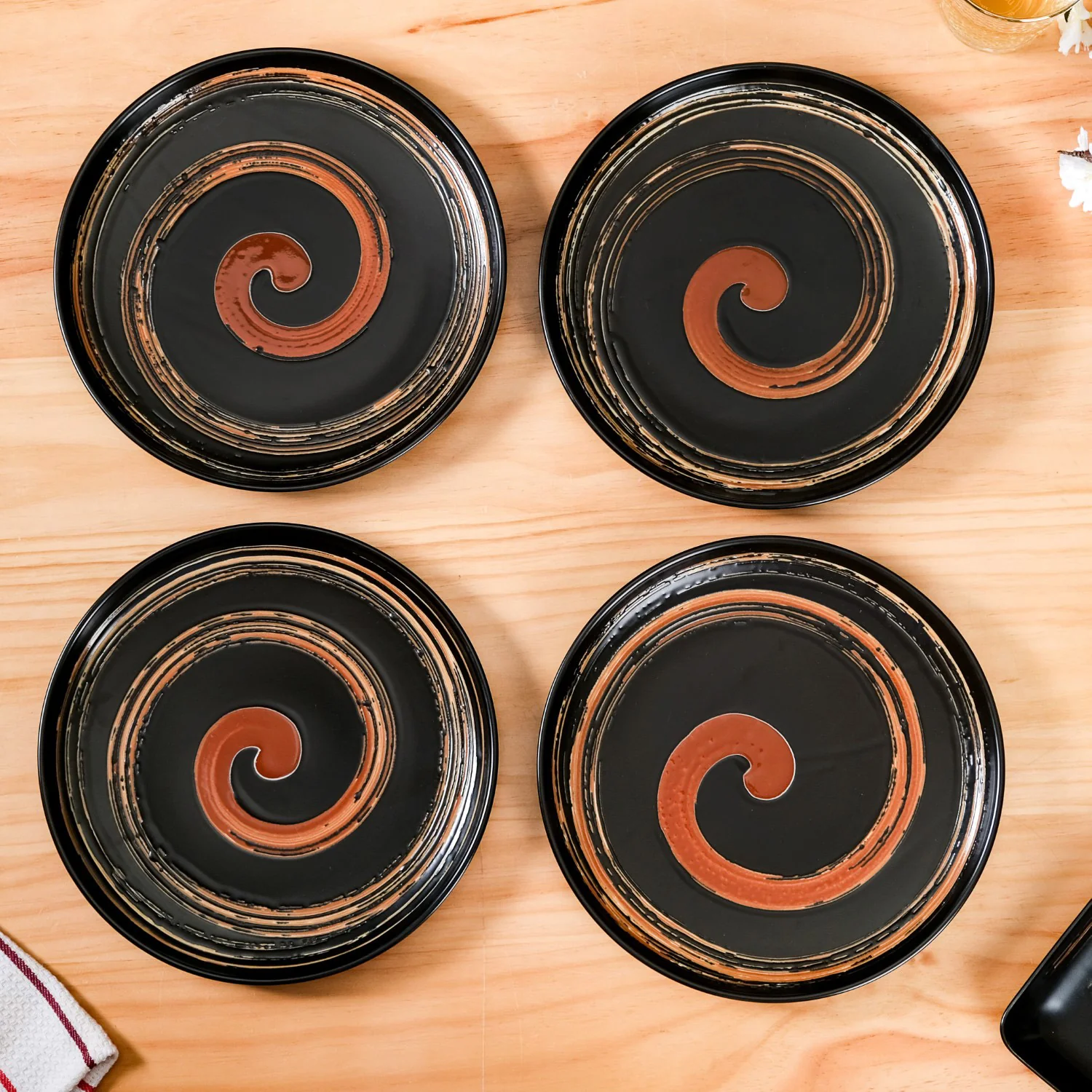 Brushstroke Round Exotic Dinner Plate Set Of 4 10 Inch - Image 9