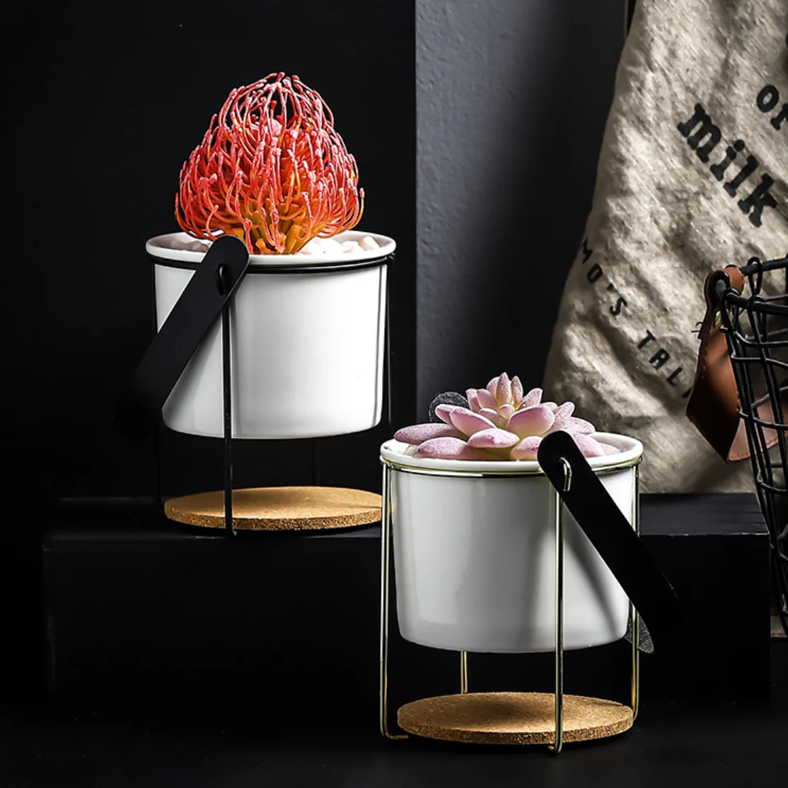 Bucket Style Ceramic Planter - Image 3
