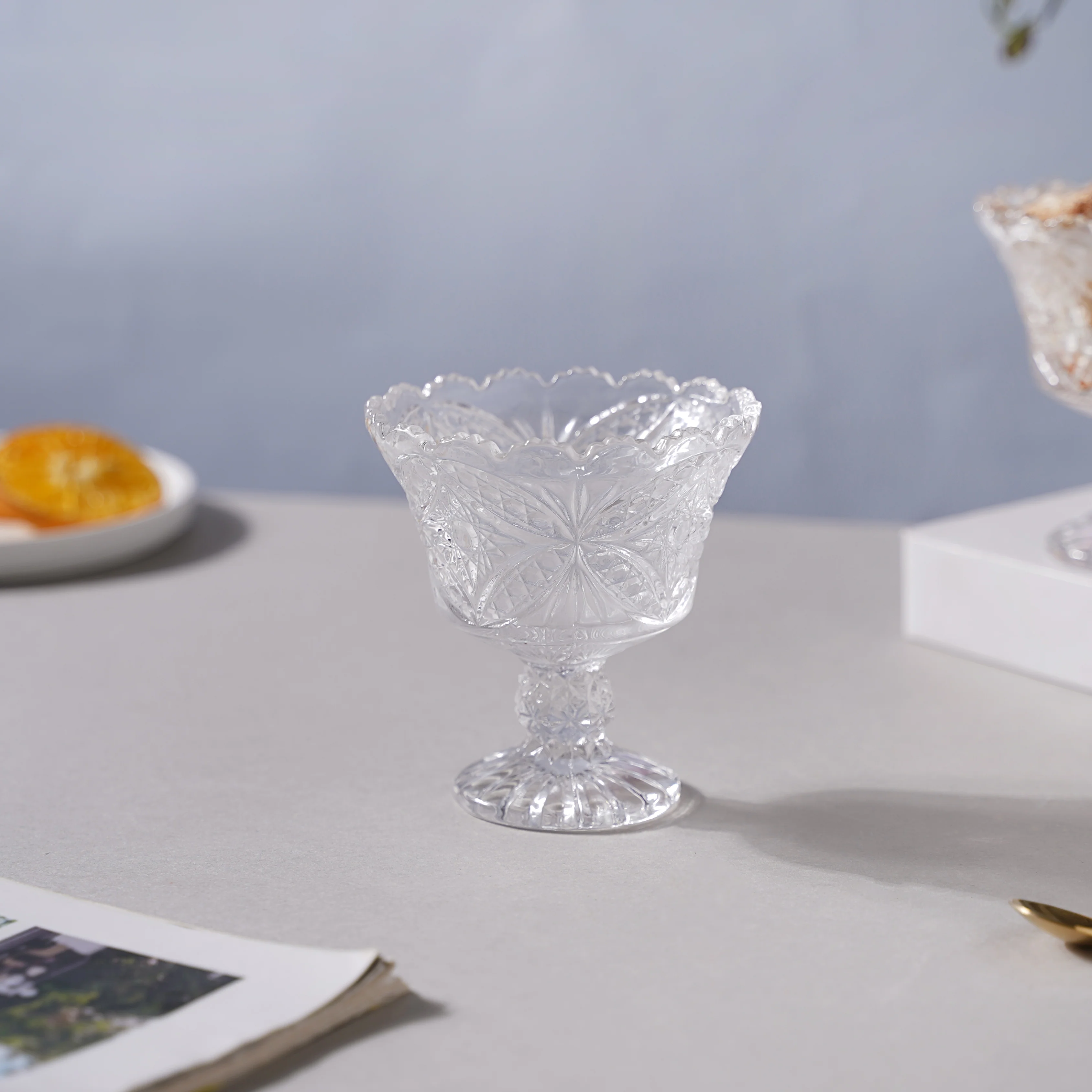 Butterfly Cut Glass Dessert Bowl Set of 2 - Image 5
