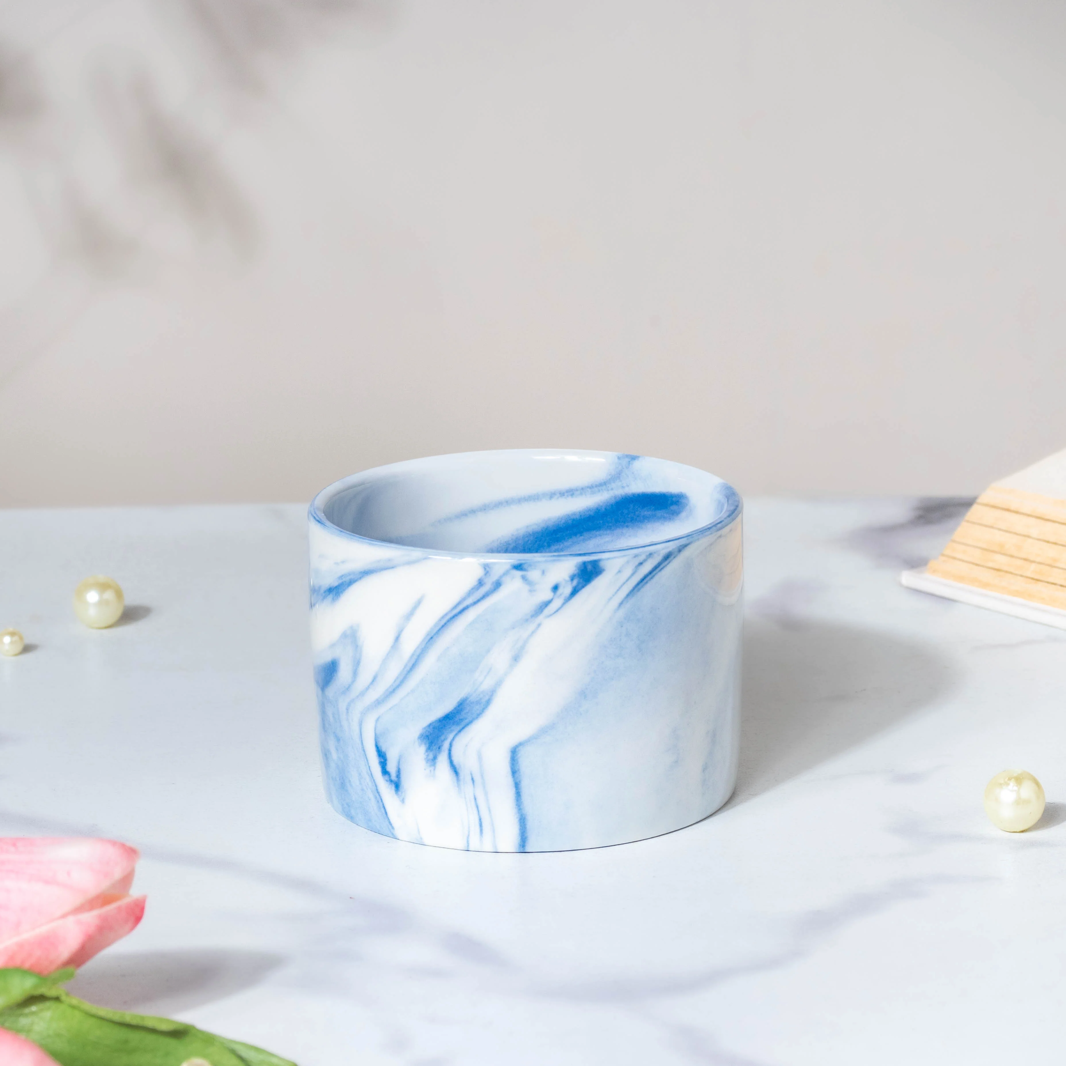 Cacti Frame Marble Ceramic Planter Blue - Image 6