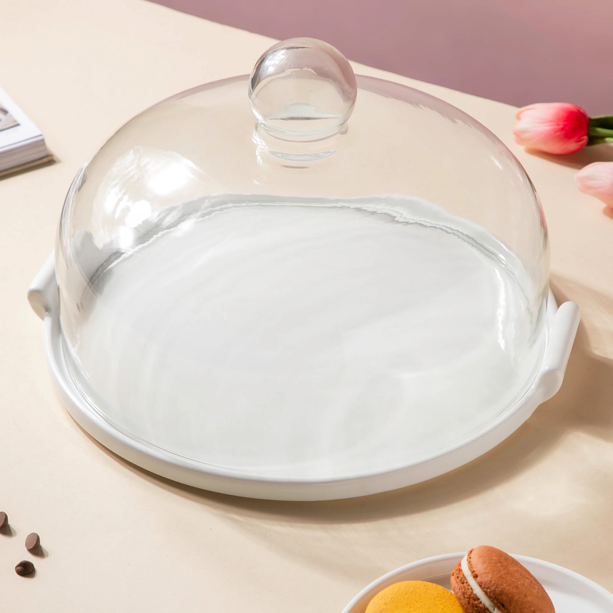 Cake Plate With Cover White 11.5 Inch - Image 3