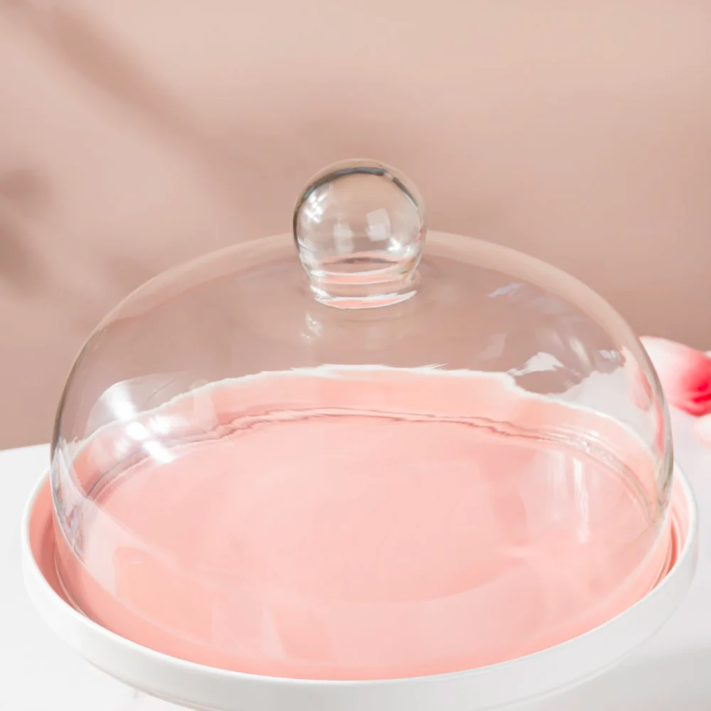 Cake Stand With Cloche Pink 9.5 Inch - Image 13