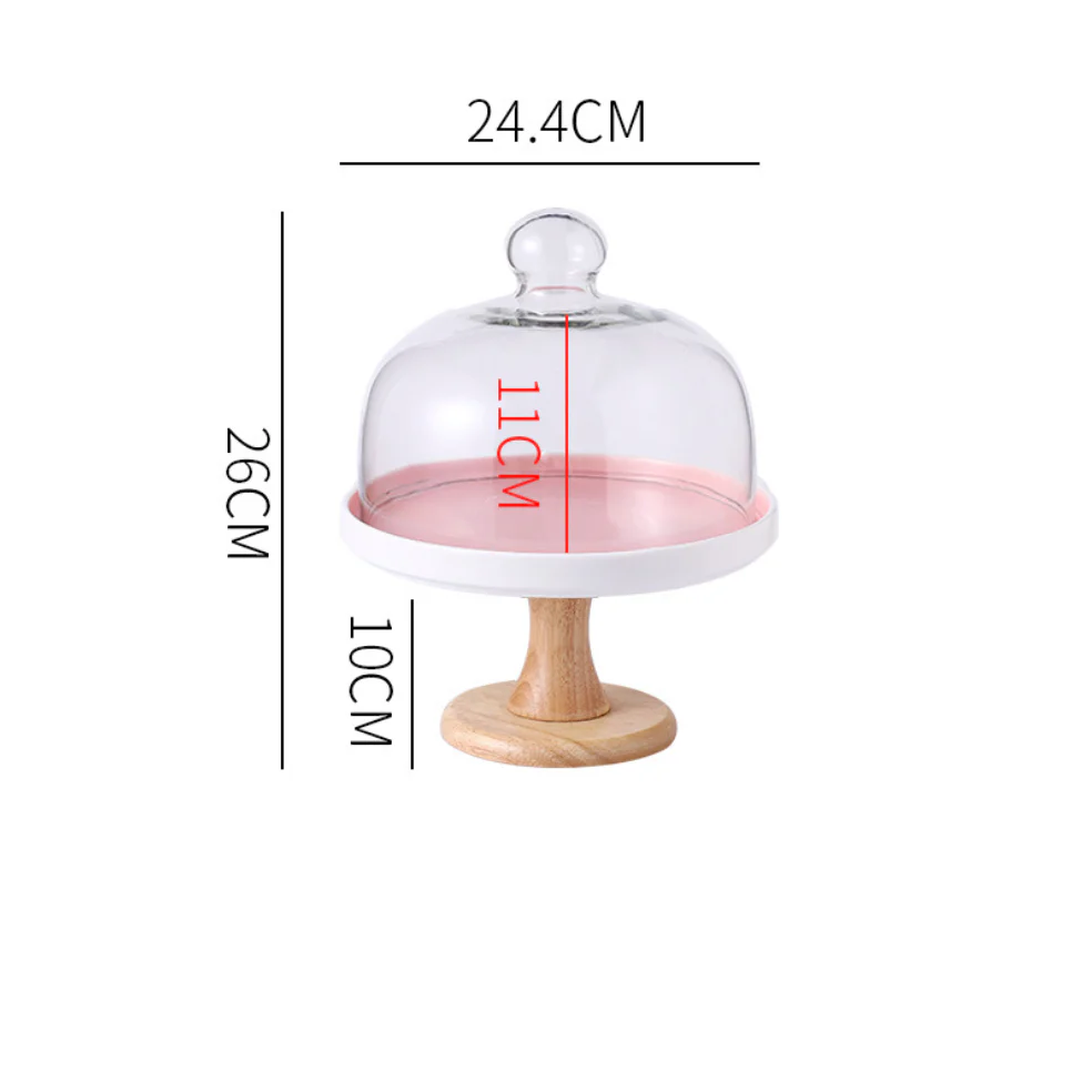 Cake Stand With Cloche Pink 9.5 Inch - Image 16