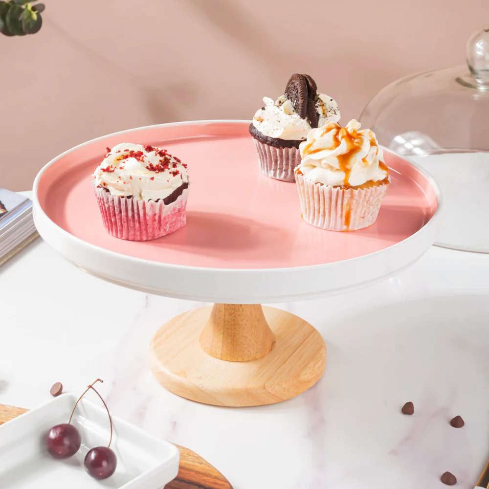 Cake Stand With Cloche Pink 9.5 Inch - Image 6