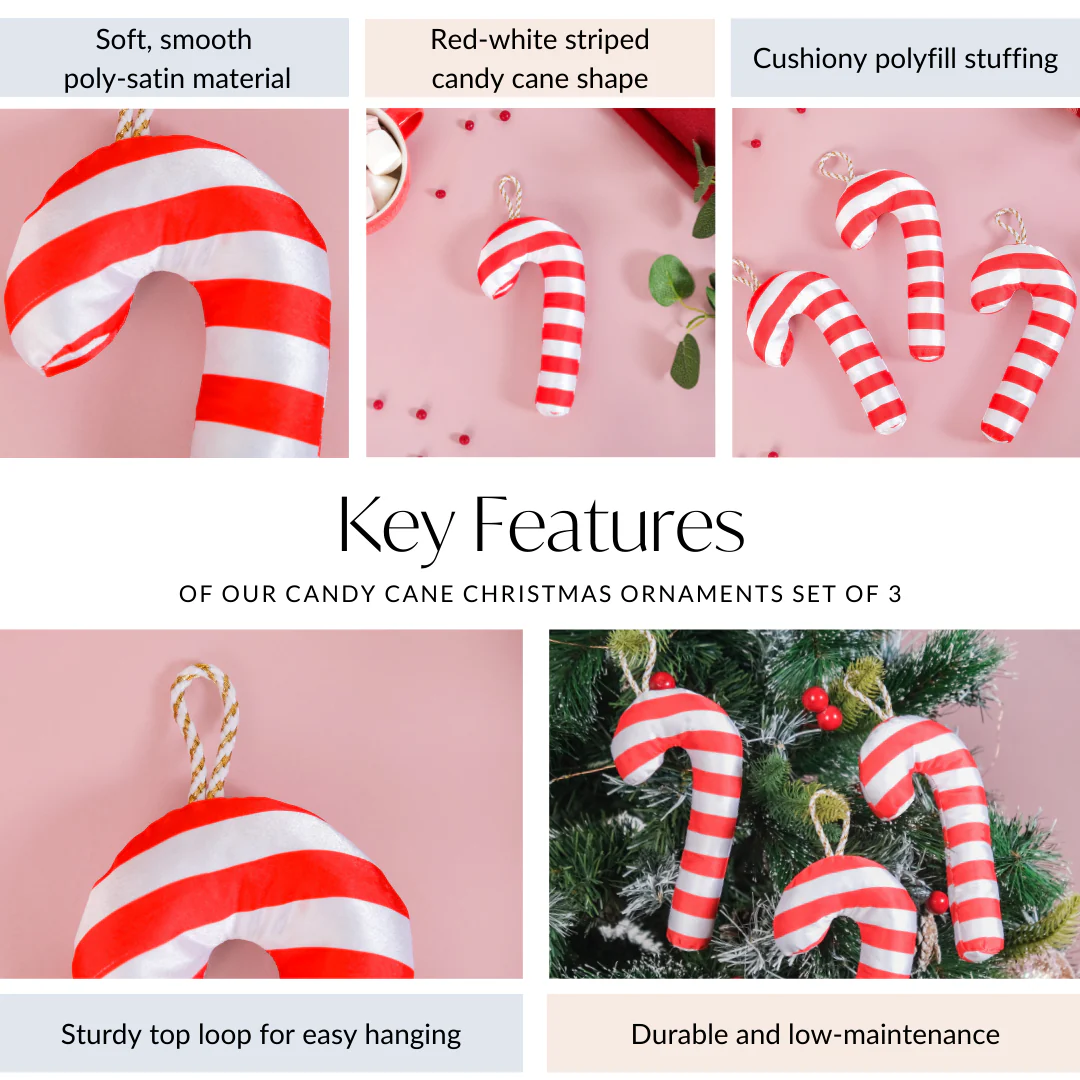 Candy Cane Christmas Ornaments Set Of 3 - Image 5