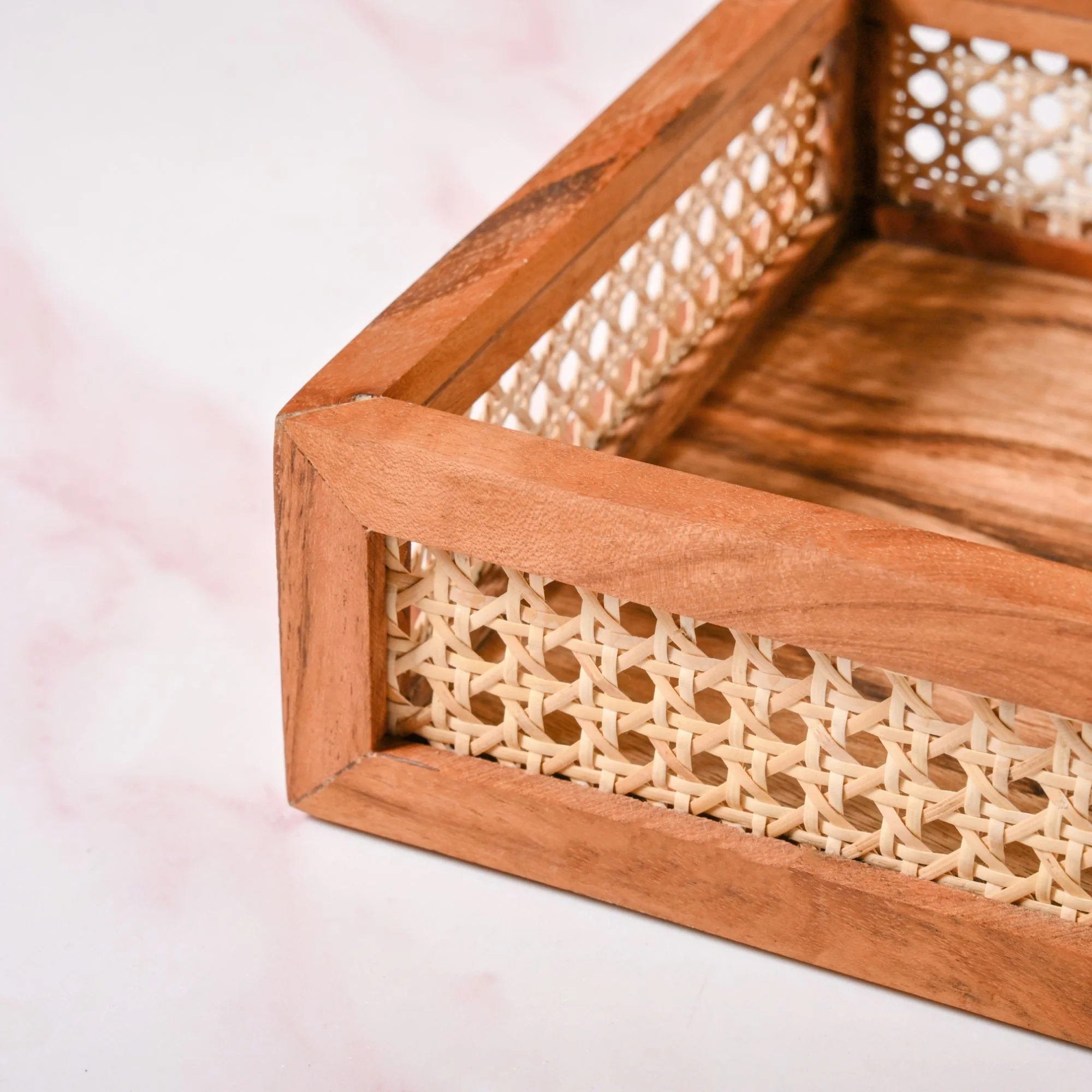 Cane Rectangular Wooden Tray - Image 7