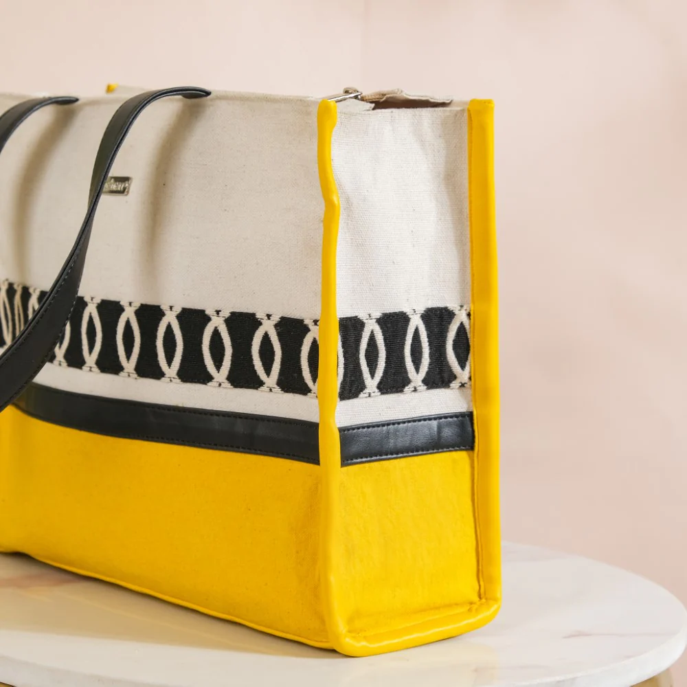 Canvas Cotton Tote Bag Yellow Small 12 x 10 Inch - Image 16