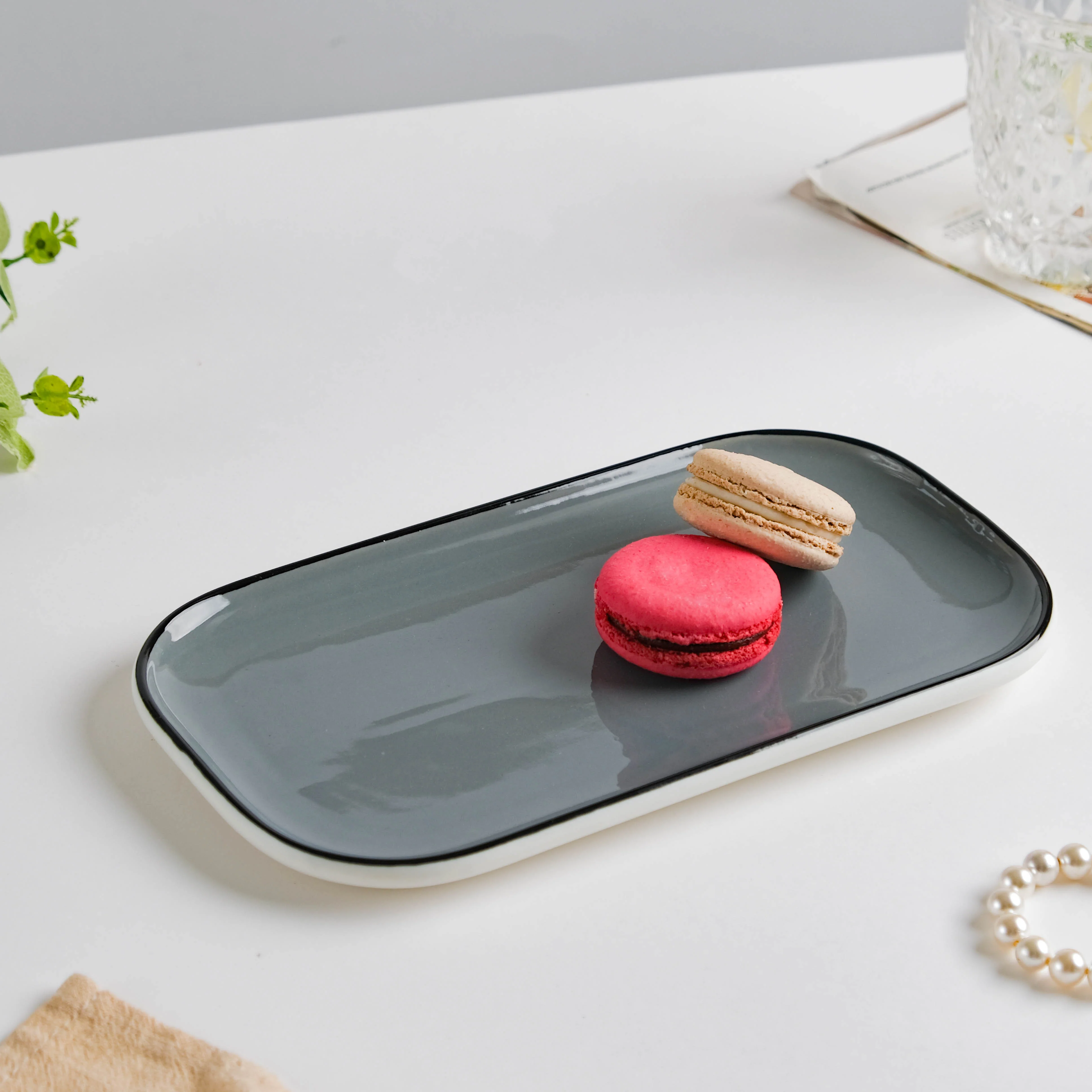 Cara Grey Ceramic Platter 9.5 Inch - Image 3