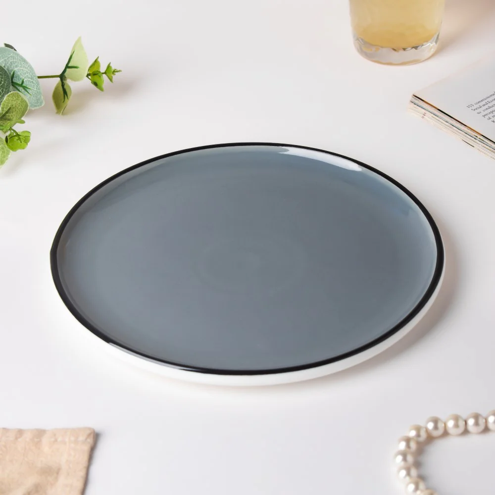 Cara Sleek Ceramic Snack Plate Grey 8 Inch - Image 3