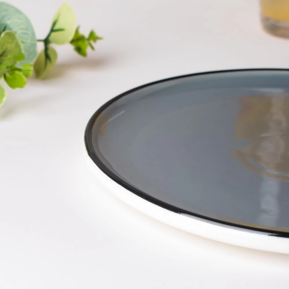 Cara Sleek Ceramic Snack Plate Grey 8 Inch - Image 4
