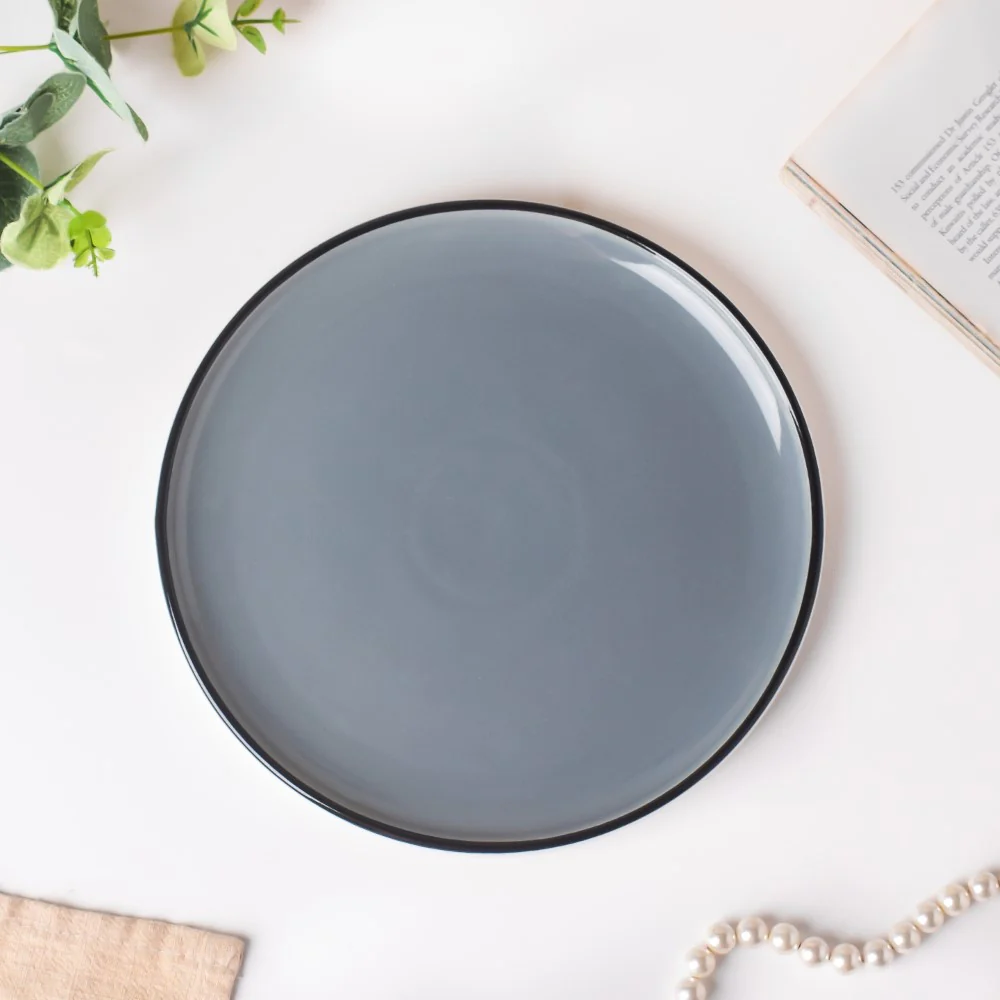 Cara Sleek Ceramic Snack Plate Grey 8 Inch - Image 5