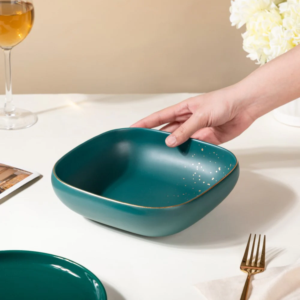 Cara Square Serving Bowl - Midnight Green - Image 2