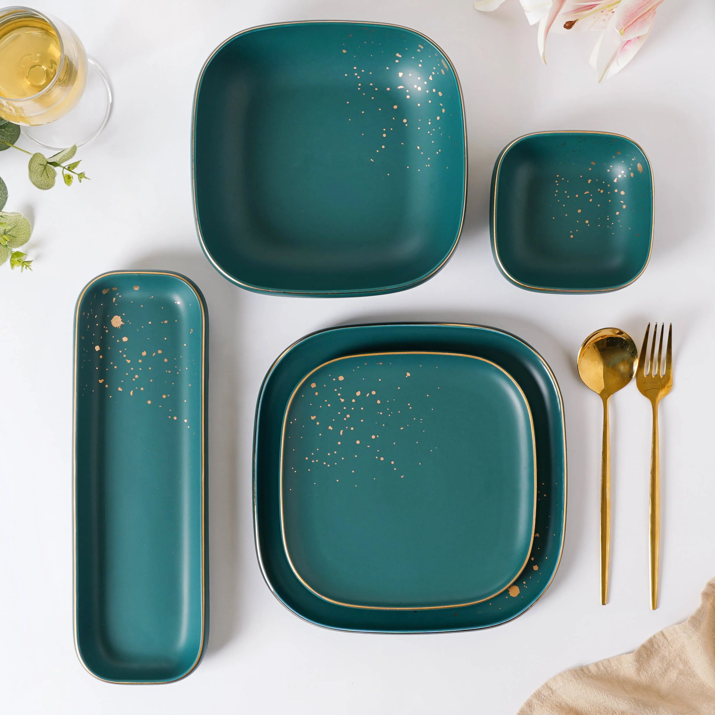 Cara Square Serving Bowl - Midnight Green - Image 7