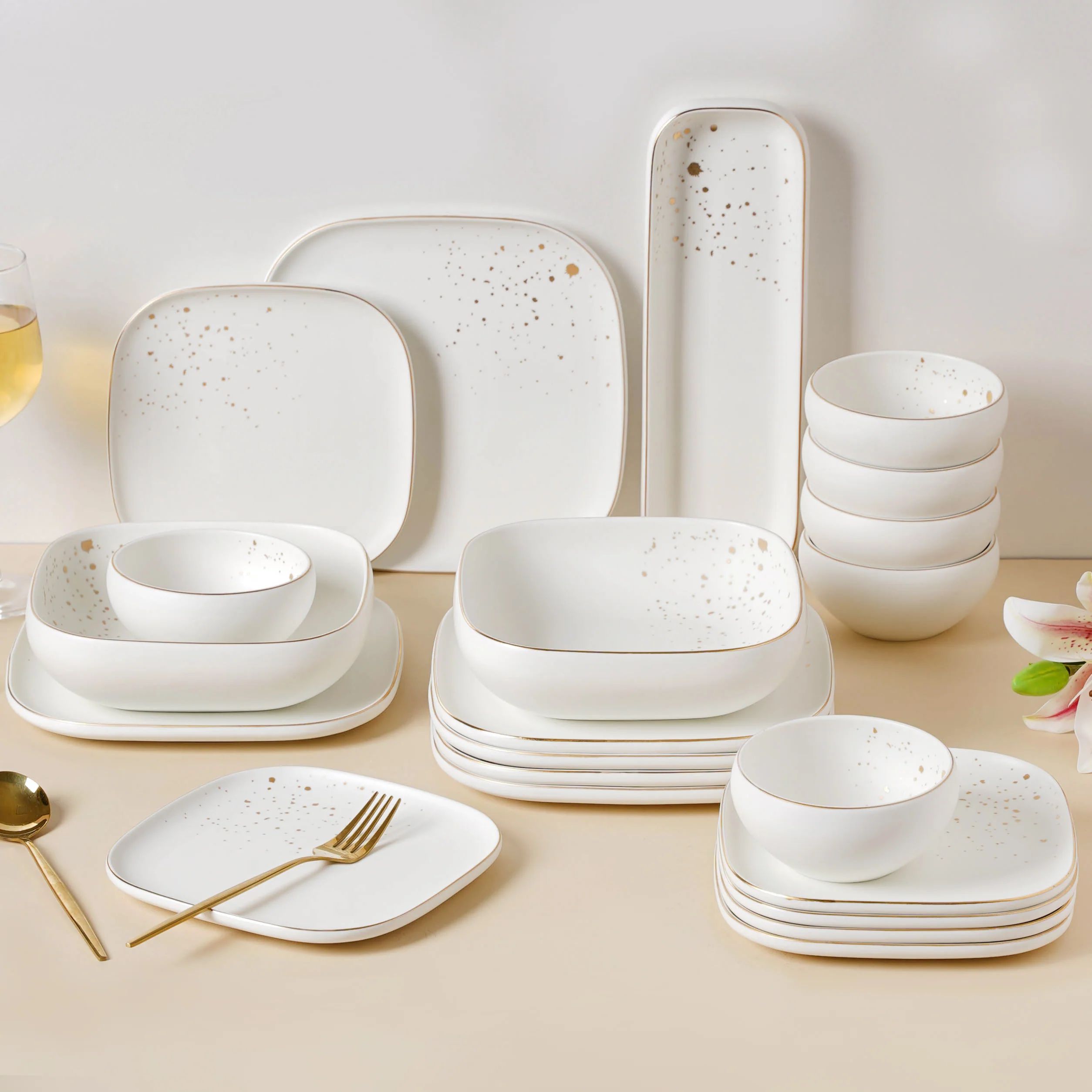 CARA White 21 Piece Dinner Set For 6 - Image 12
