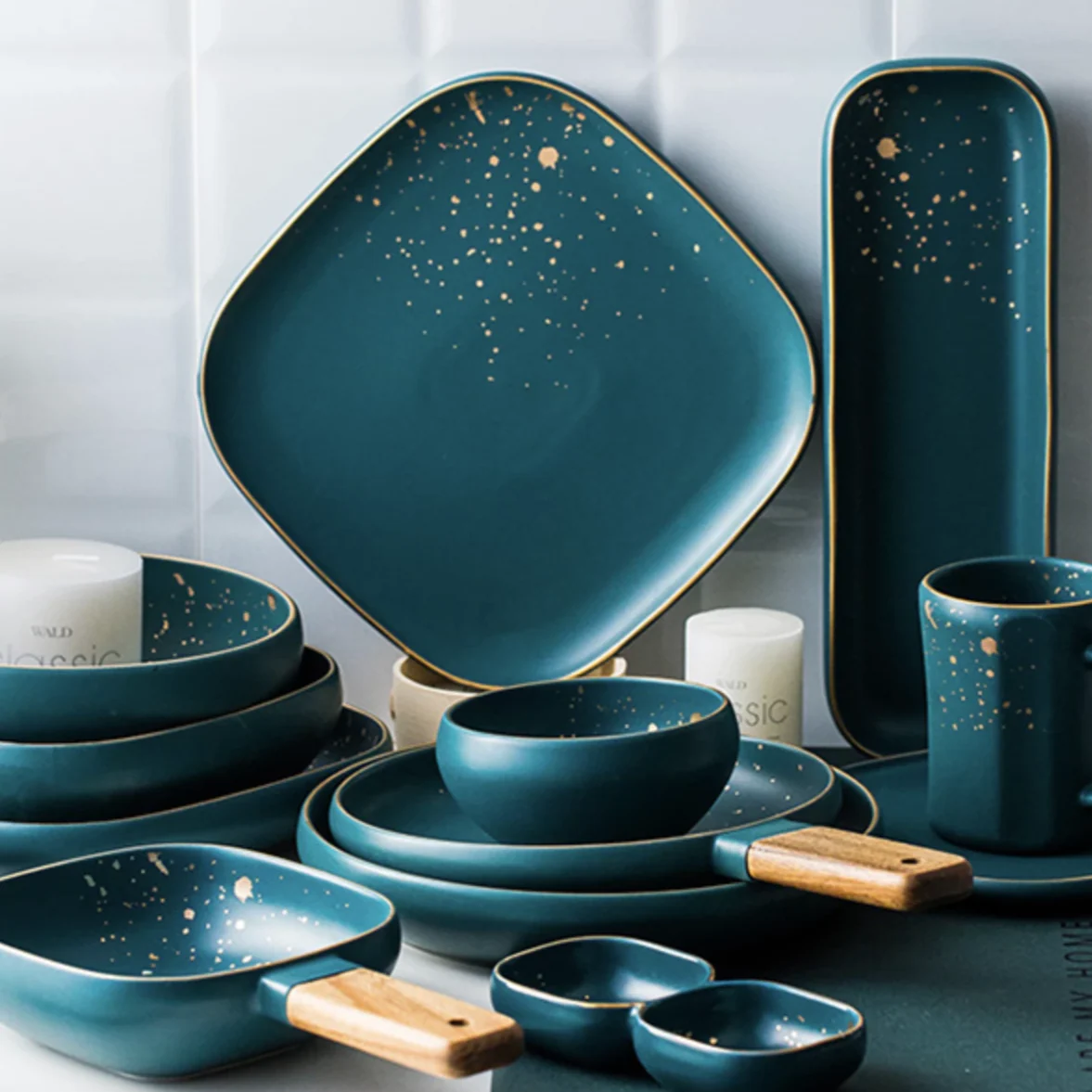 CARA square dinner plate - midnight green - Image 2