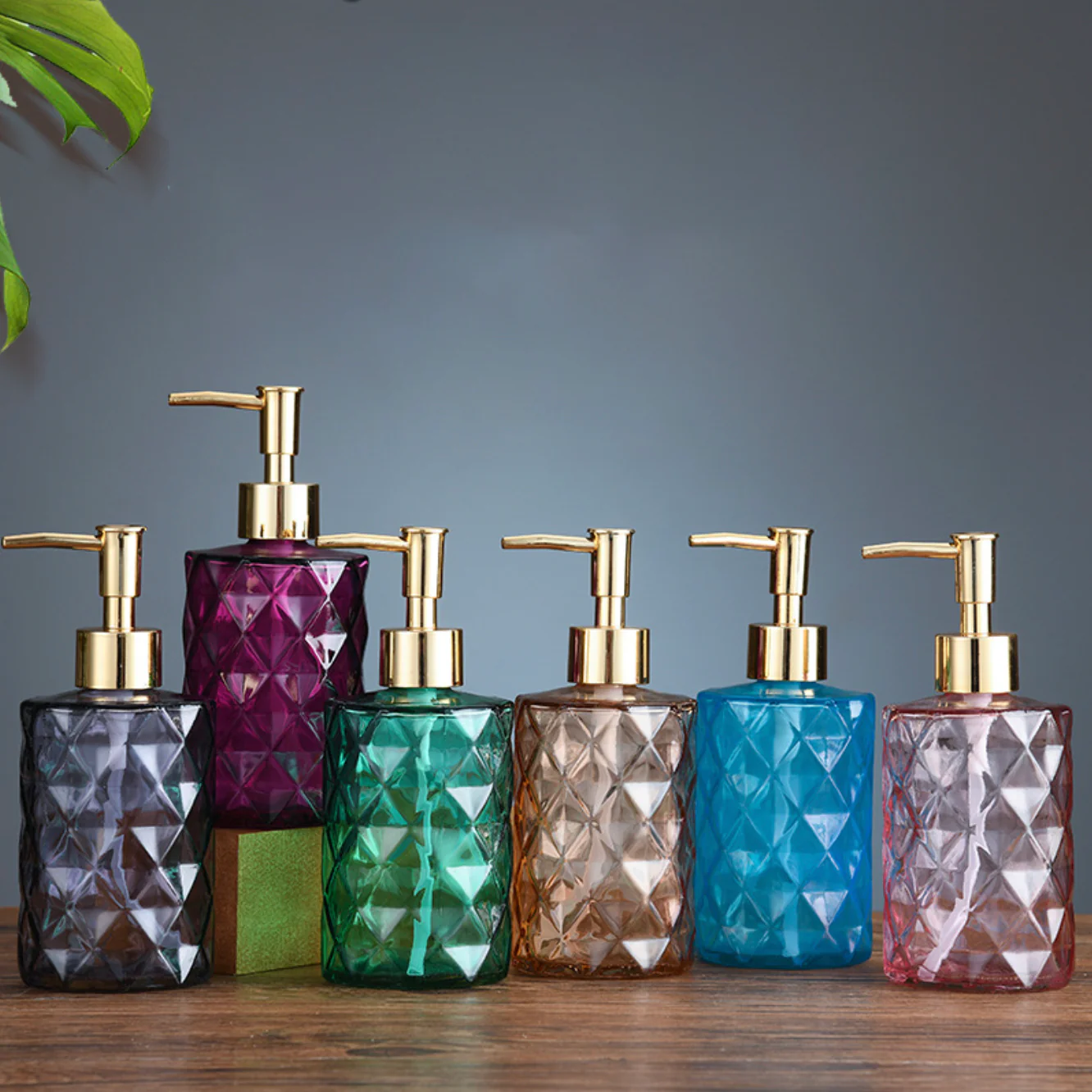 Caramel Amber Textured Glass Dispenser with Nozzle - Image 10
